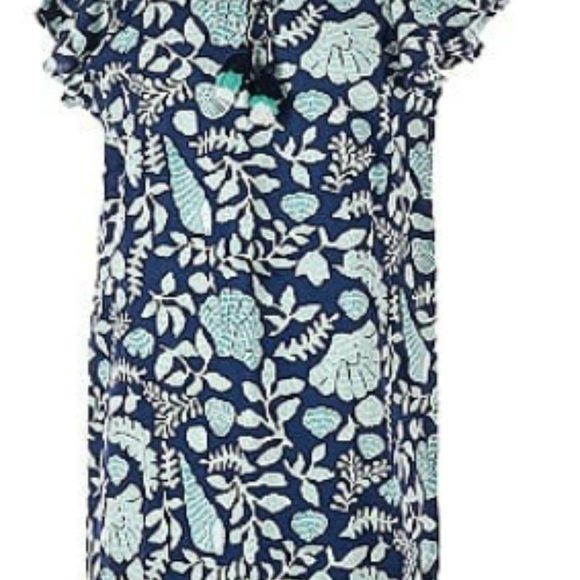 Vineyard Vines Large Blue Coastal Flutter Linen Shift Dress - Picture 2 of 4